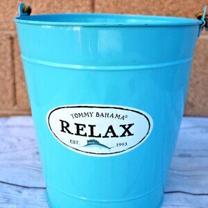 TOMMY BAHAMA RELAX METAL ICE WINE BOTTLE BUCKET, BEACH WINE BOTTLE BUCKET